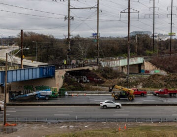 I-95 North near the Betsy Ross Bridge is seen shut down for repairs