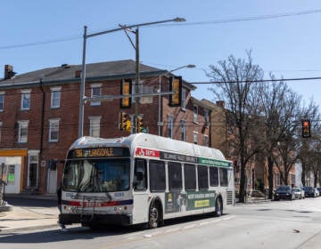 SEPTA bus crossing an intersection.