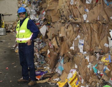 Environmental consultant Wayne DeFeo surveys the daily collection at the Robert C. Shinn, Jr. Recycling Center in Westampton, NJ. (Grant Hill/WHYY)