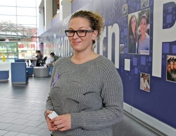 After going through addiction treatment, Felisha Buzard is a student at Camden County College and looks forward to regaining custody of her 2-year-old daughter. (Emma Lee/WHYY)