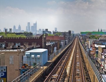 Looking out at the Philadelphia skyline from the Allegheny SEPTA station