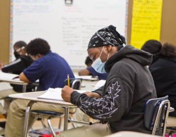 Students working in a classroom