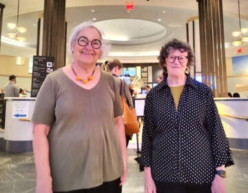 Libby Rosof, lfet, and Roberta Fallon, right, pose for a photo