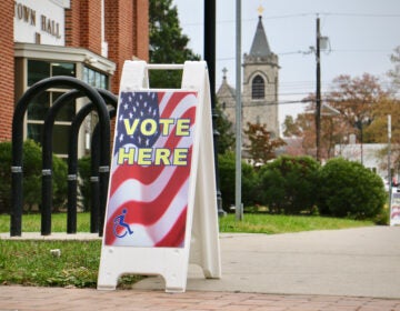 A polling place at Moorestown Township Town Hall in Burlington County, New Jersey.