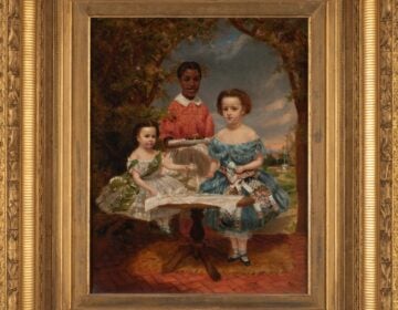 a painting of Sydney Hall and two girls