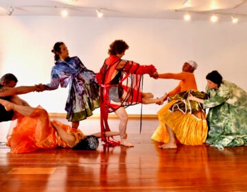 Dancers rehearse a movement called ''Rock Family''