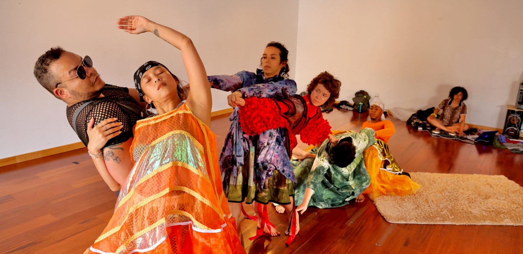 Dancers rehearse a movement called ''Rock Family''