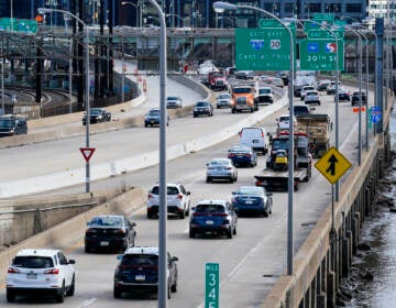 Morning traffic moves along Interstate 76 in Philadelphia