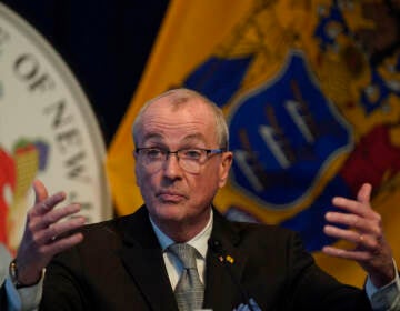 New Jersey Governor Phil Murphy speaks to reporters during a briefing