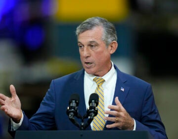 Delaware Gov. John Carney, speaks at an Amtrak facility in Bear, Del., Monday, Nov. 6, 2023