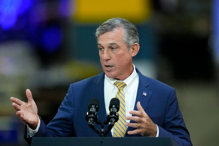 Delaware Gov. John Carney, speaks at an Amtrak facility in Bear, Del., Monday, Nov. 6, 2023