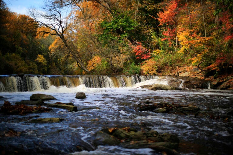 Water flows down the Wissahickon Creek