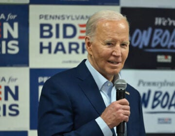 Biden speaks to a crowd