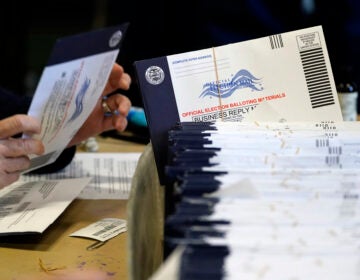 ballots at West Chester University in West Chester, Pa.