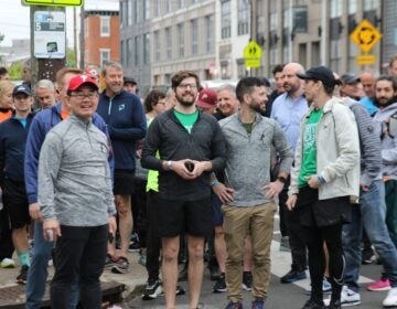 Runners on the corner of Frankford Avenue and Hagert Street