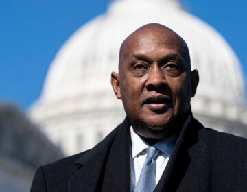 FILE - Rep. Dwight Evans, D-Pa., speaks with reporters about the Violent Incident Clearance and Technological Investigative Methods (VICTIM) Act, on Capitol Hill, Wednesday, Feb. 9, 2022, in Washington.  Evans of Philadelphia said Thursday, May 23, 2024 that he is in a rehabilitation facility recovering from a minor stroke, and plans to return to voting in Washington in about six weeks.(AP Photo/Alex Brandon, File)