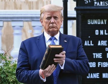 Then-President Donald Trump holds up a Bible outside St. John's Episcopal Church in Washington, D.C., during a controversial 2020 photo-op.