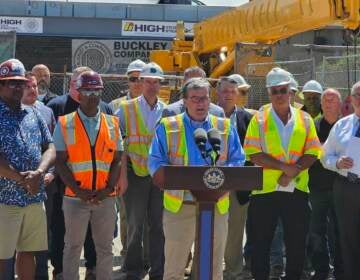 State Transportation Secretary Mike Carroll speaks at a podium