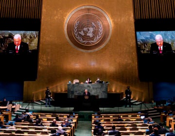 Mahmoud Abbas speaking at the UN