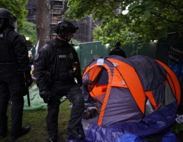 Police disband the pro-Palestine encampment and make numerous arrests, Friday May 10, 2024, on the campus of the University of Pennsylvania.