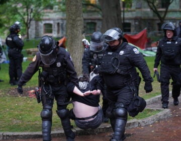 Police disband the pro-Palestine encampment and make numerous arrests, Friday May 10, 2024, on the campus of the University of Pennsylvania.