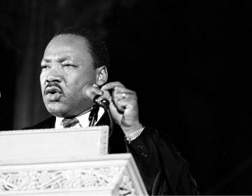 Dr. Martin Luther King Jr., discusses his planned poor people's demonstration from the pulpit of the Washington National Cathedral in Washington, D.C., March 31, 1968.  (AP Photo)