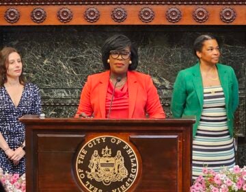 Cherelle Parker speaking at a podium