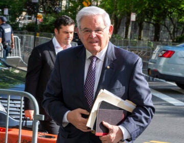 Bob Menendez arriving at court