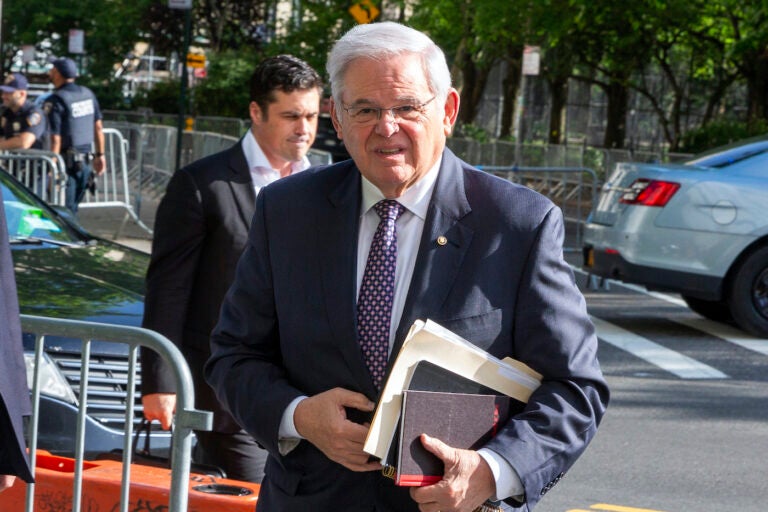 Bob Menendez arriving at court