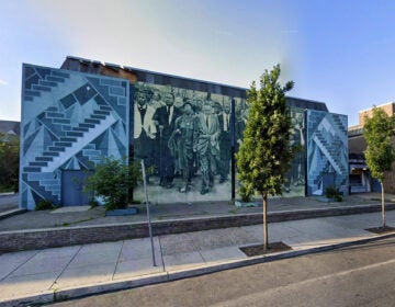 ''Staircases and Mountaintops: Ascending Beyond the Dream'' by Willis Nomo Humphrey at the Martin Luther King Jr. Rec Center on Cecil B. Moore Avenue in North Philadelphia.