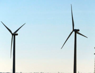 Land-based wind turbines spin in Atlantic City