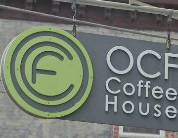 a sign for OCF Coffee House