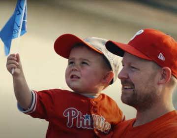 Father and son in Phillies attire